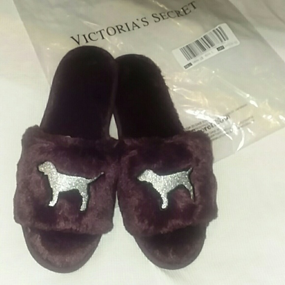 Open Toe VS PINK Slippers, 'luscious plum' color - Picture 2 of 4